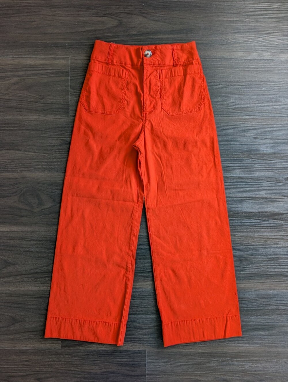 Anthropologie Maeve Orange Colette Cropped Pant Wide Leg High Rise Fall 26